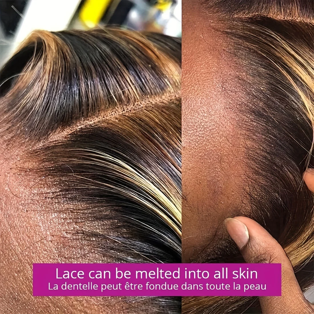 Glueless Wigs Human Hair Pre Cut Lace 4/27 Highlight Ombre Straight Lace Front Wig Human Hair 180% Density 5X5 HD Honey Blonde Lace Front Wig Human Hair For Women Pre Plucked With Baby Hair - Image 3