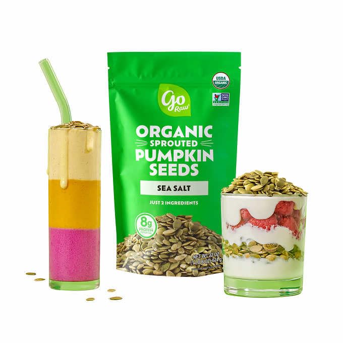 Go Raw Sprouted Organic Pumpkin Seeds with Sea Salt, 22 oz, 1.4 Pound Bag - Image 2