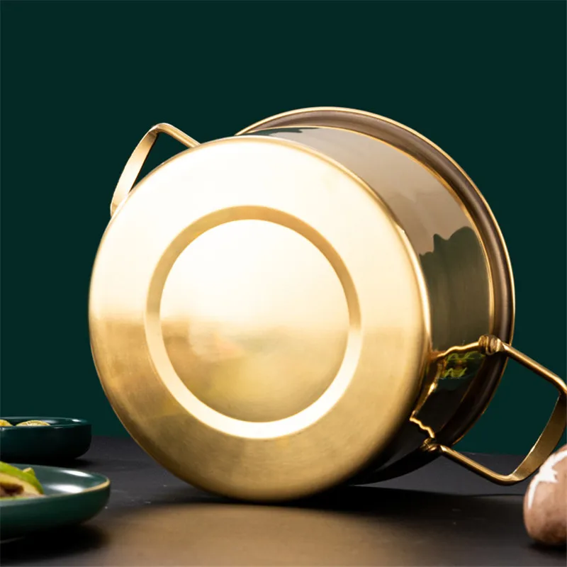 Gold Stainless Steel Kitchen Stew Pots Saucepan with Cover Durable Non-Stick Cooking Cookware Set for Induction Cooker - Image 5