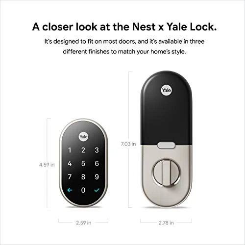 Google Nest x Yale Lock - Tamper-Proof Smart Lock for Keyless Entry - Keypad Deadbolt Lock for Front Door - Satin Nickel - Image 2