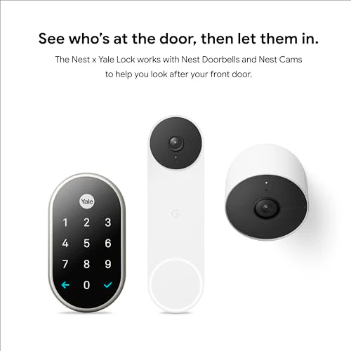Google Nest x Yale Lock - Tamper-Proof Smart Lock for Keyless Entry - Keypad Deadbolt Lock for Front Door - Satin Nickel - Image 4