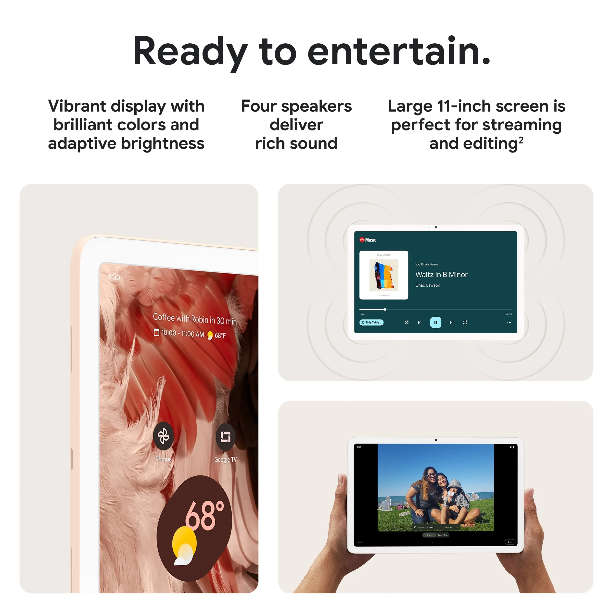 Google Pixel Tablet with Charging Speaker Dock - Android Tablet with 11-Inch Screen, Smart Home Controls, and Long-Lasting Battery - Rose/Porcelain - 128 GB - Image 11