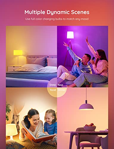 Govee Smart Light Bulbs, WiFi Bluetooth Color Changing Light Bulbs, Music Sync, 54 Dynamic Scenes, 16 Million DIY Colors RGB Light Bulbs, Work with Alexa, Google Assistant Home App, 4 Pack - Image 6