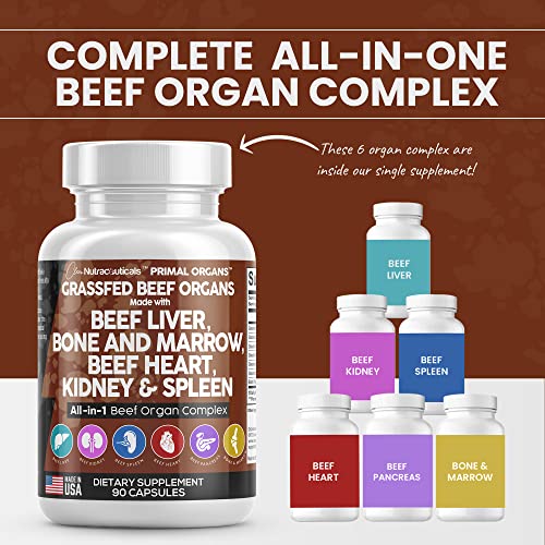 Grass Fed Beef Liver Capsules 3000mg - Premium Quality Beef Organs Supplement Packed with Desiccated Beef Liver, Beef Heart, Beef Spleen, Beef Pancreas Plus Bone and Marrow Dao Enzyme Pills - USA Made - Image 6