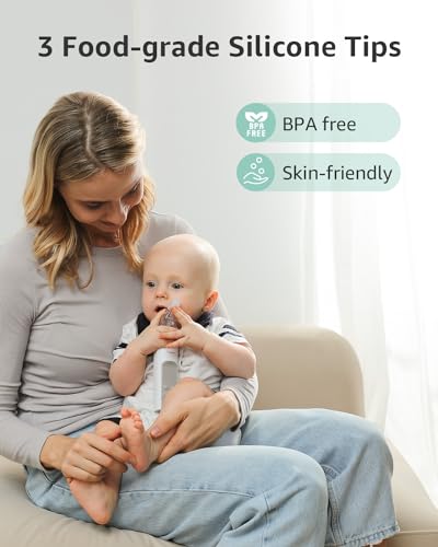 GROWNSY Nasal Aspirator for Baby, Electric Nose Aspirator for Toddler, Baby Nose Sucker, Automatic Nose Cleaner with 3 Silicone Tips, Adjustable Suction Level, Music and Light Soothing Function - Image 2