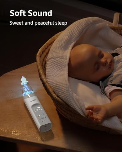 GROWNSY Nasal Aspirator for Baby, Electric Nose Aspirator for Toddler, Baby Nose Sucker, Automatic Nose Cleaner with 3 Silicone Tips, Adjustable Suction Level, Music and Light Soothing Function - Image 4