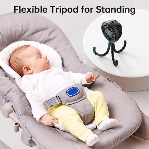 GUSGU Stroller Fan with Flexible Tripod Clip on for Baby (Black). - Image 3