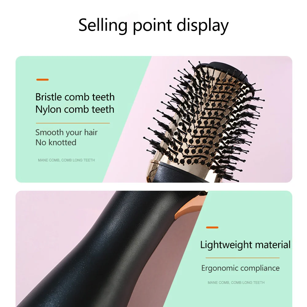 Hair Dryer and Straightening Brush 3 In 1 Electric Hot Air Brush Women Heating Comb Professional Hair Straightening Brush - Image 3