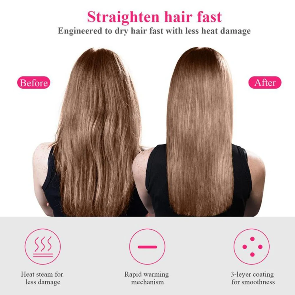 Hair Dryer and Straightening Brush 3 In 1 Electric Hot Air Brush Women Heating Comb Professional Hair Straightening Brush - Image 6