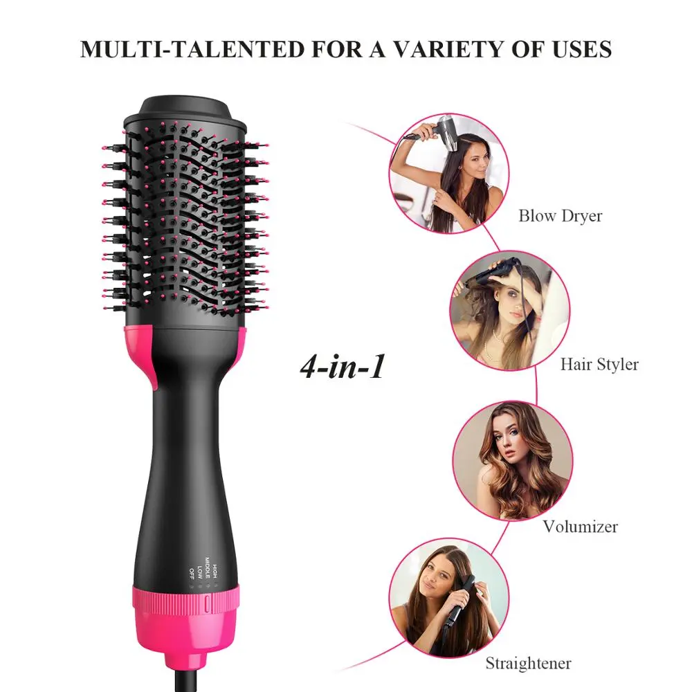 Hair Dryer Hot Air Brush Styler and Volumizer Hair Straightener Curler Comb Roller One Step Electric Ion Blow Dryer Brush - Image 4