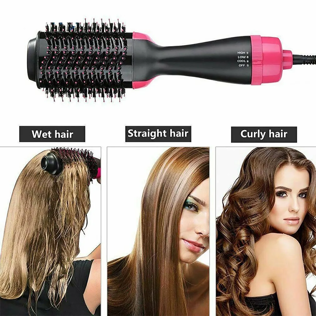 Hair Styling Brush 1000W Hair Curlers Hair Straightener Hair Dryer 3 In 1 Professional Low Noise Hot Comb - Image 3