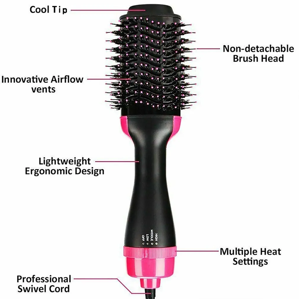 Hair Styling Brush 1000W Hair Curlers Hair Straightener Hair Dryer 3 In 1 Professional Low Noise Hot Comb - Image 6