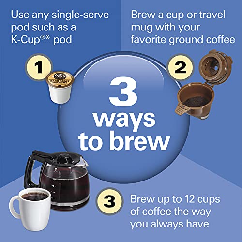 Hamilton Beach 49902 FlexBrew Trio 2-Way Coffee Maker, Compatible with K-Cup Pods or Grounds, Combo, Single Serve & Full 12c Pot, Black - Fast Brewing - Image 7