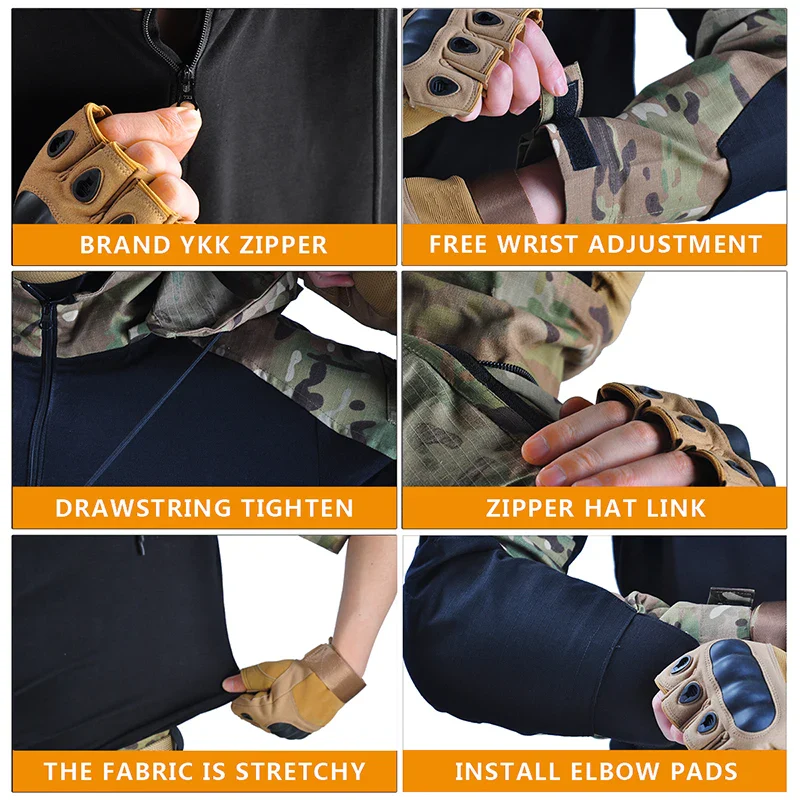 HAN WILD Tactical Shirt Hunting Clothes Combat Uniform Camouflage Outdoor T-shirt Army Airsoft Equipment Men Clothing - Image 6