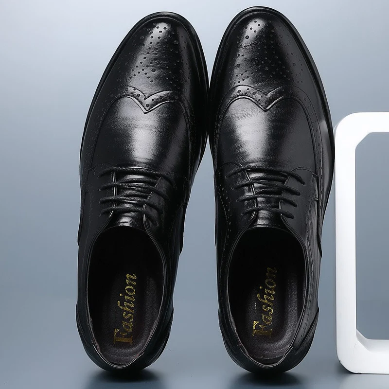 Handcrafted Mens  Oxford Shoes Genuine Calfskin Leather Brogue Dress Shoes Classic Business Formal Shoes Man - Image 5