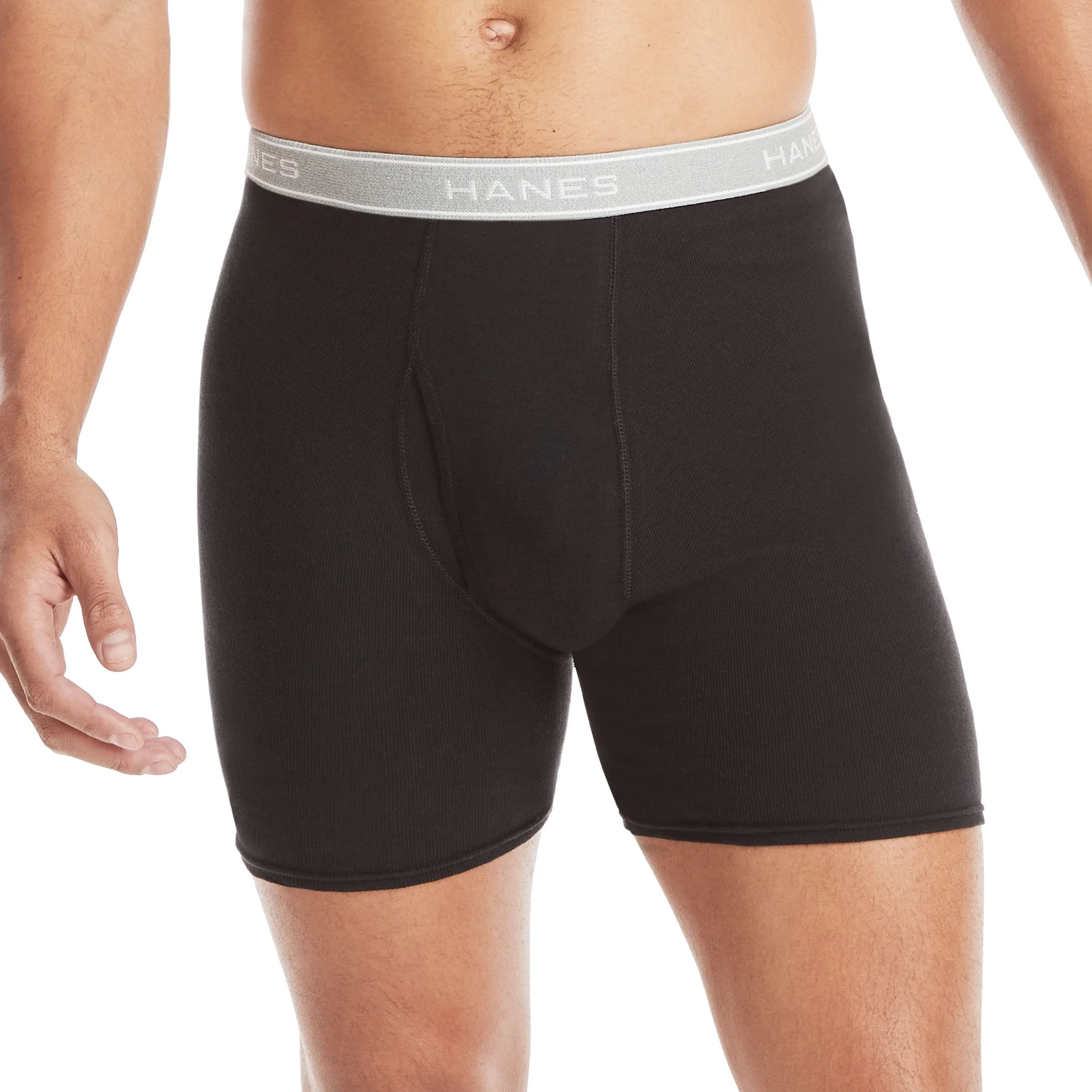 Hanes Men Hanes Boxer Briefs, Cool Dri Moisture-Wicking Underwear, Cotton No-Ride-up for Men, 6 Pack, Black/Grey, Medium - Image 6