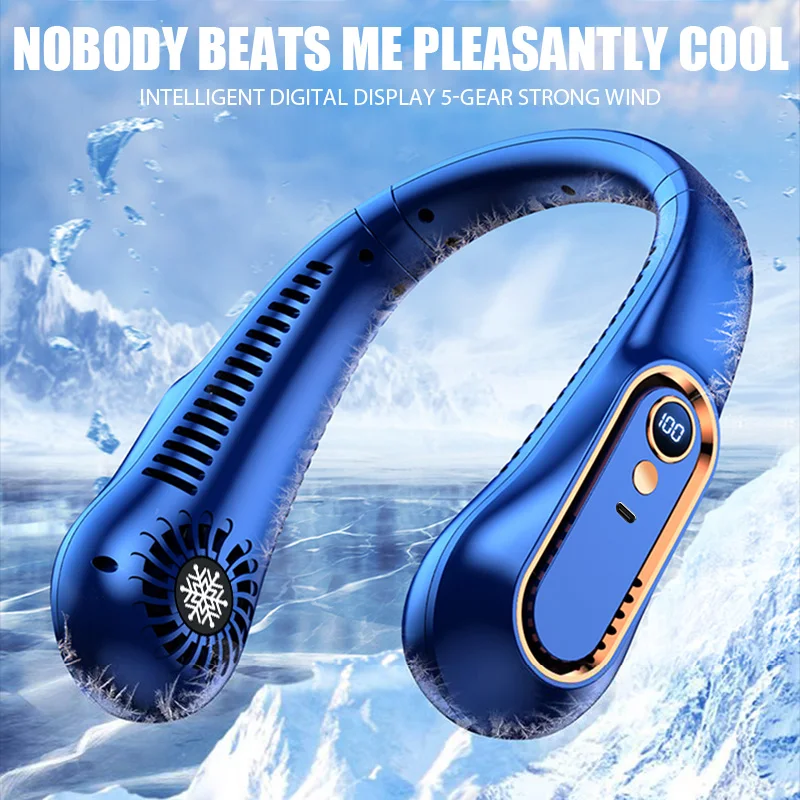 Hanging Neck Fan Digital Display Power Ventilador Bladeless Neckband Fan Portable Mini Air Cooler USB Rechargeable Electric Fans - Image 4
