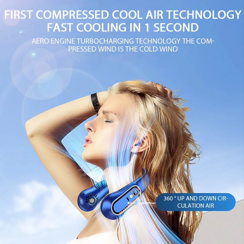 Hanging Neck Fan Digital Display Power Ventilador Bladeless Neckband Fan Portable Mini Air Cooler USB Rechargeable Electric Fans - Image 6