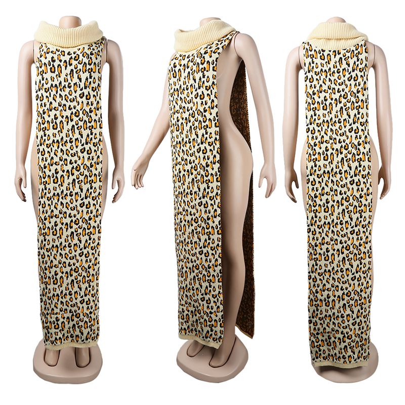 Sexy Knitted Side Split Sweater Dress Sleeveless Spring Clothes - Image 7