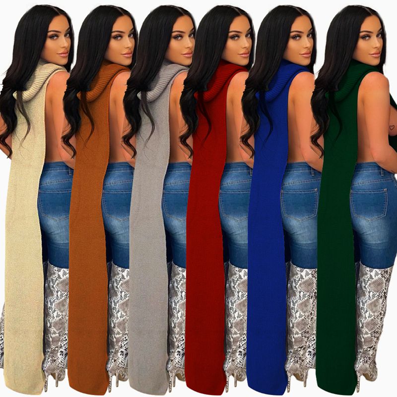 Sexy Knitted Side Split Sweater Dress Sleeveless Spring Clothes - Image 9