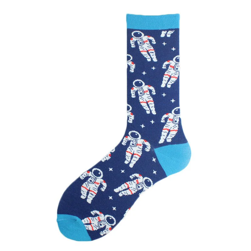 Happy Funny Unisex Painting UFO Astronaut Outer Space Rocket Star War Men Crew Socks Streetwear Cotton Male Skateboard Dress - Image 12