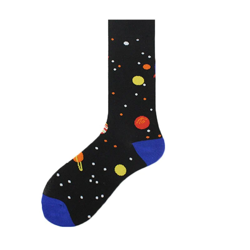 Happy Funny Unisex Painting UFO Astronaut Outer Space Rocket Star War Men Crew Socks Streetwear Cotton Male Skateboard Dress - Image 7