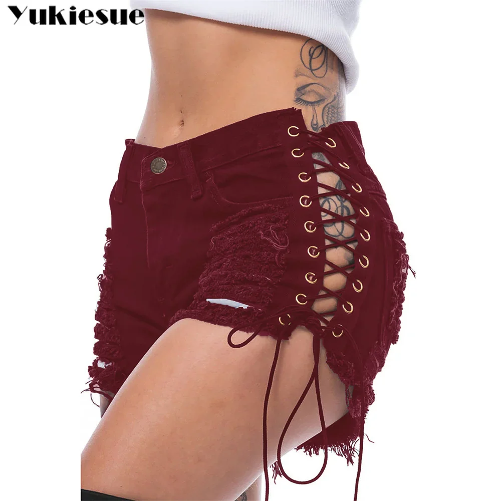 harajuku high waist sexy casual jean shorts women's summer denim Shorts for women Woman lace up  jeans short woman hot pants - Image 4