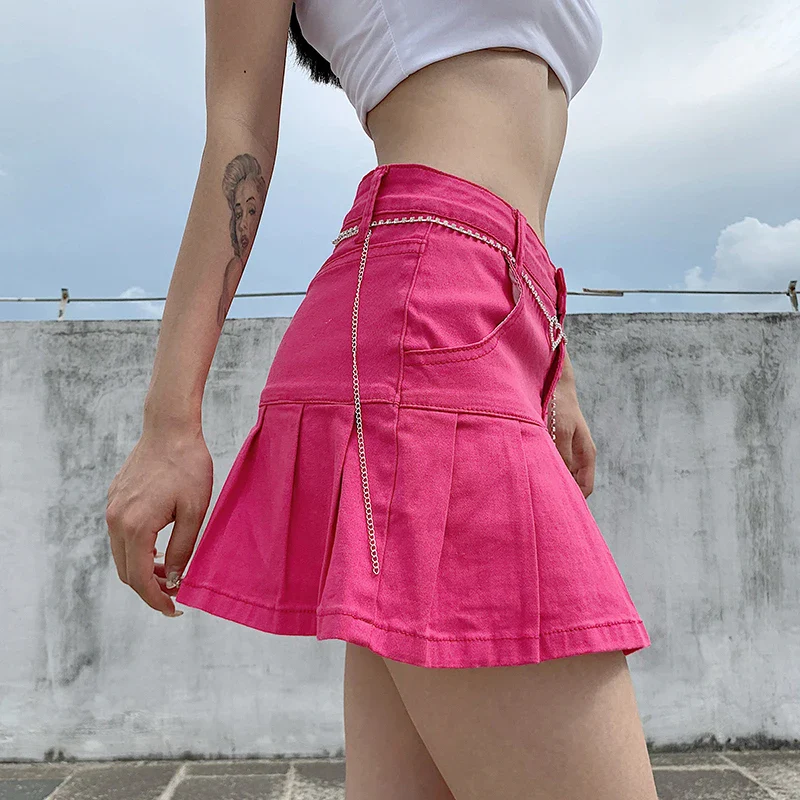 Harajuku Punk Y2K Denim Mini Pleated Skirt Ladies Summer High Waist Jeans Shorts Skirts Women Ruffles Fashion Korean - Image 5