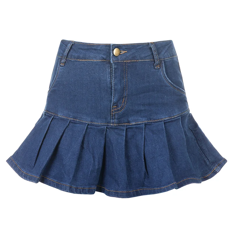 Harajuku Punk Y2K Denim Mini Pleated Skirt Ladies Summer High Waist Jeans Shorts Skirts Women Ruffles Fashion Korean - Image 7