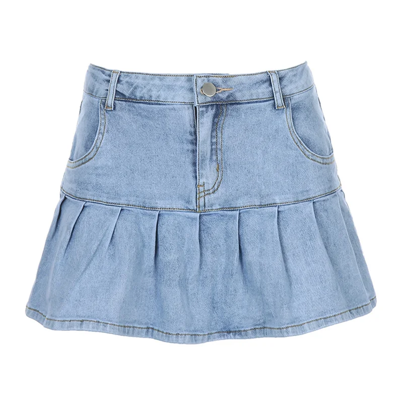 Harajuku Punk Y2K Denim Mini Pleated Skirt Ladies Summer High Waist Jeans Shorts Skirts Women Ruffles Fashion Korean - Image 8