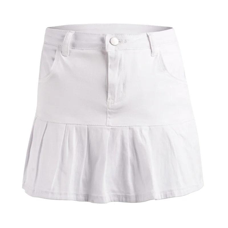 Harajuku Punk Y2K Denim Mini Pleated Skirt Ladies Summer High Waist Jeans Shorts Skirts Women Ruffles Fashion Korean - Image 9