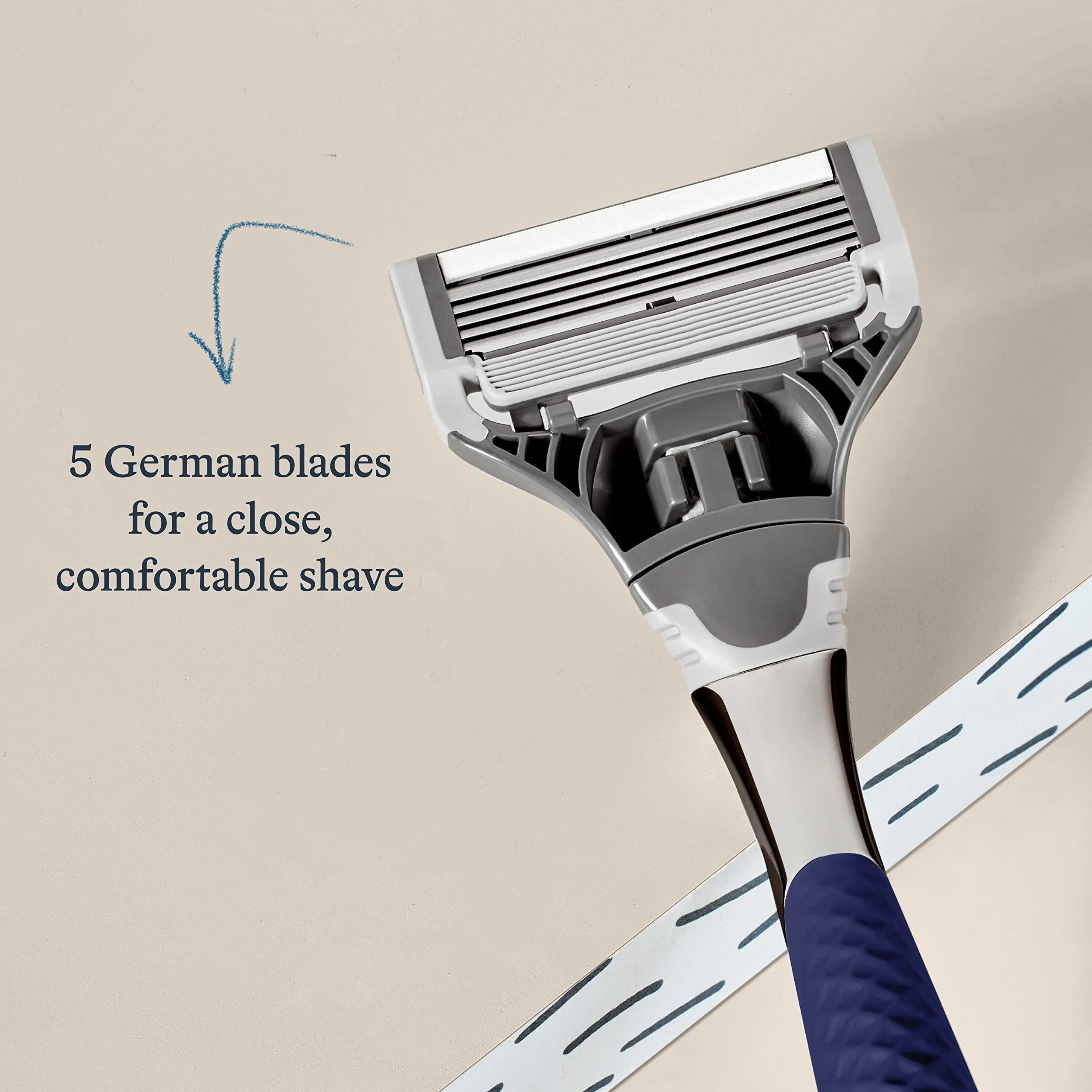Harry's Razors for Men - Chrome Razor Handle | 5 Blade Razor with Lubricating Strip & Precision Trimmer, 3 Cartridges - Image 2
