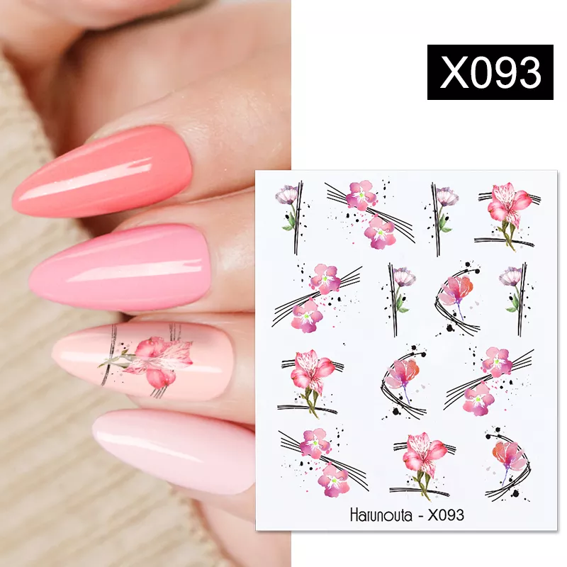 Harunouta 1 Sheet Nail Water Decals Transfer Lavender Spring Flower Leaves Nail Art Stickers Nail Art Manicure DIY - Image 29