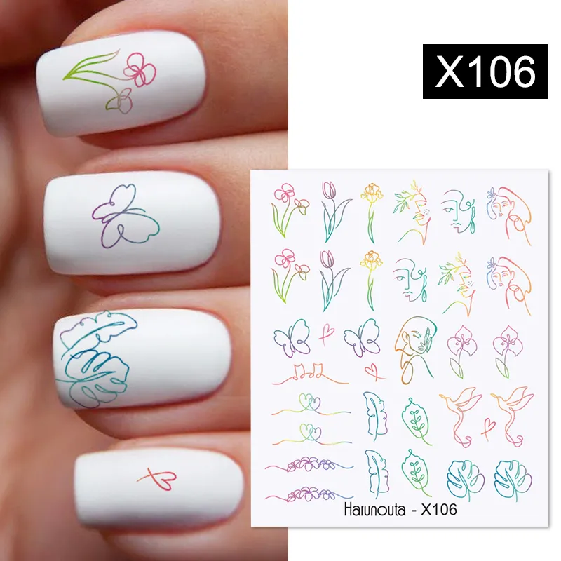Harunouta 1 Sheet Nail Water Decals Transfer Lavender Spring Flower Leaves Nail Art Stickers Nail Art Manicure DIY - Image 46
