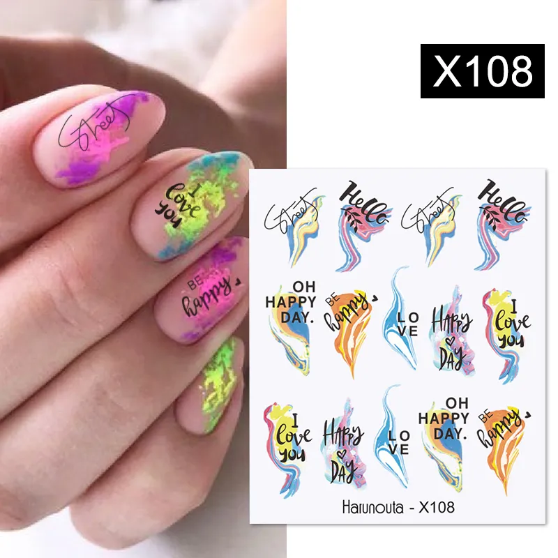 Harunouta 1 Sheet Nail Water Decals Transfer Lavender Spring Flower Leaves Nail Art Stickers Nail Art Manicure DIY - Image 48