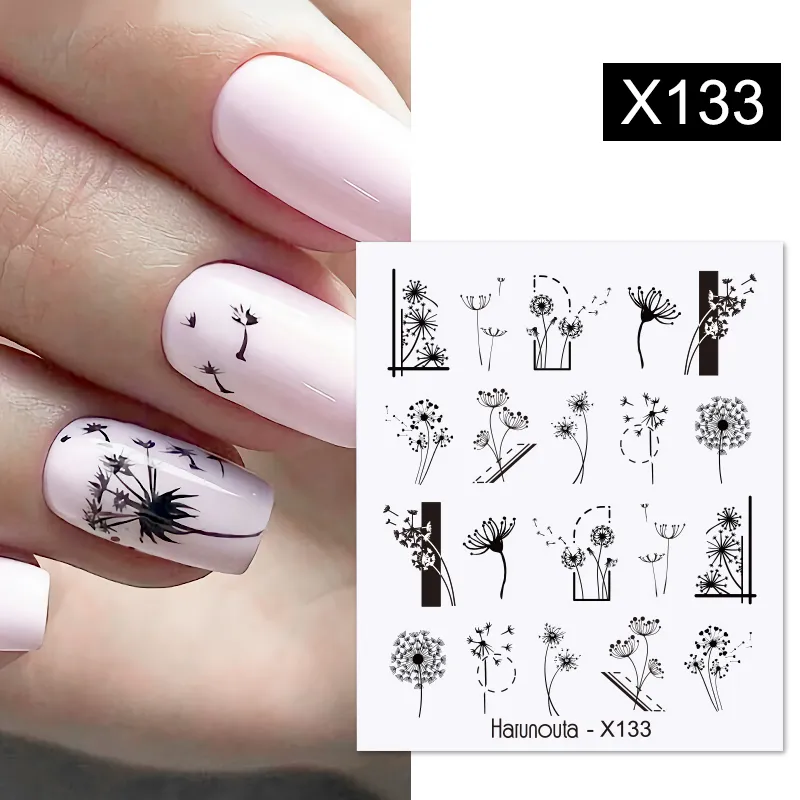 Harunouta 1 Sheet Nail Water Decals Transfer Lavender Spring Flower Leaves Nail Art Stickers Nail Art Manicure DIY - Image 51