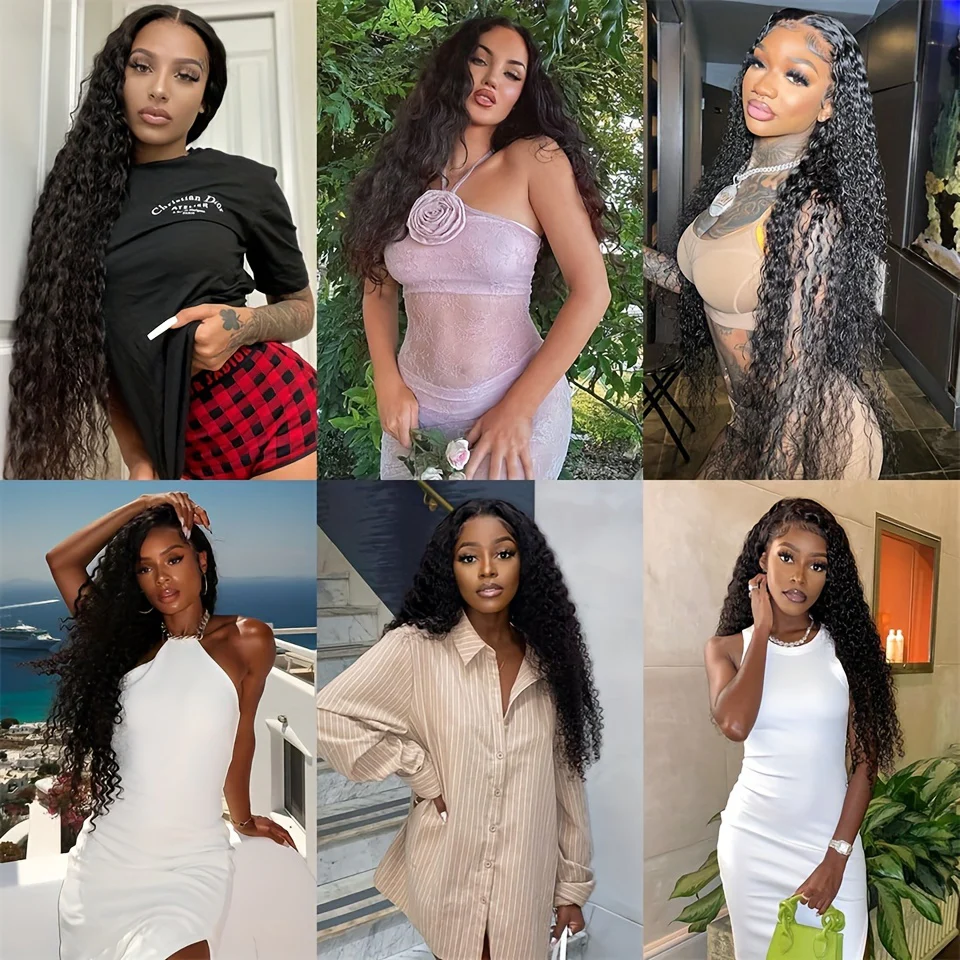 [HD Transparent] Brazilian Deep Wave Lace Front Wig | 4x4 Closure | 100% Human Hair | Pre Plucked | Natural Black Color | 180% Deep Curly - Image 6