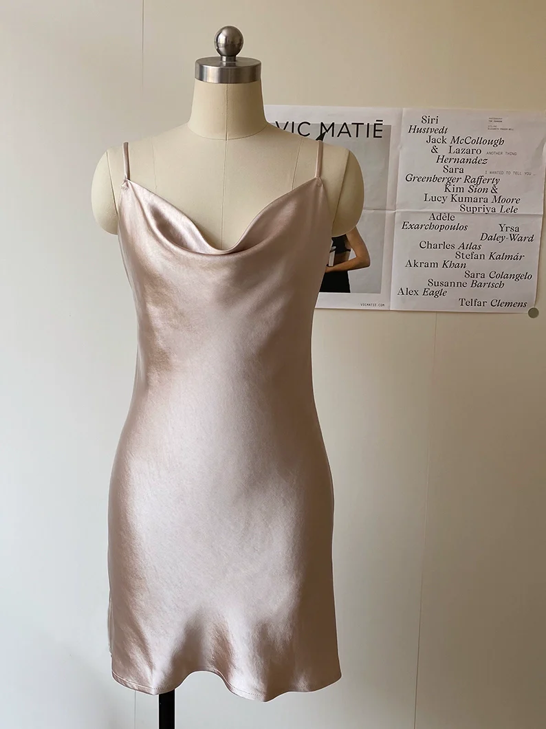 Heaps Collar Slip Dress Silk Slim-Fit Satin - Image 5