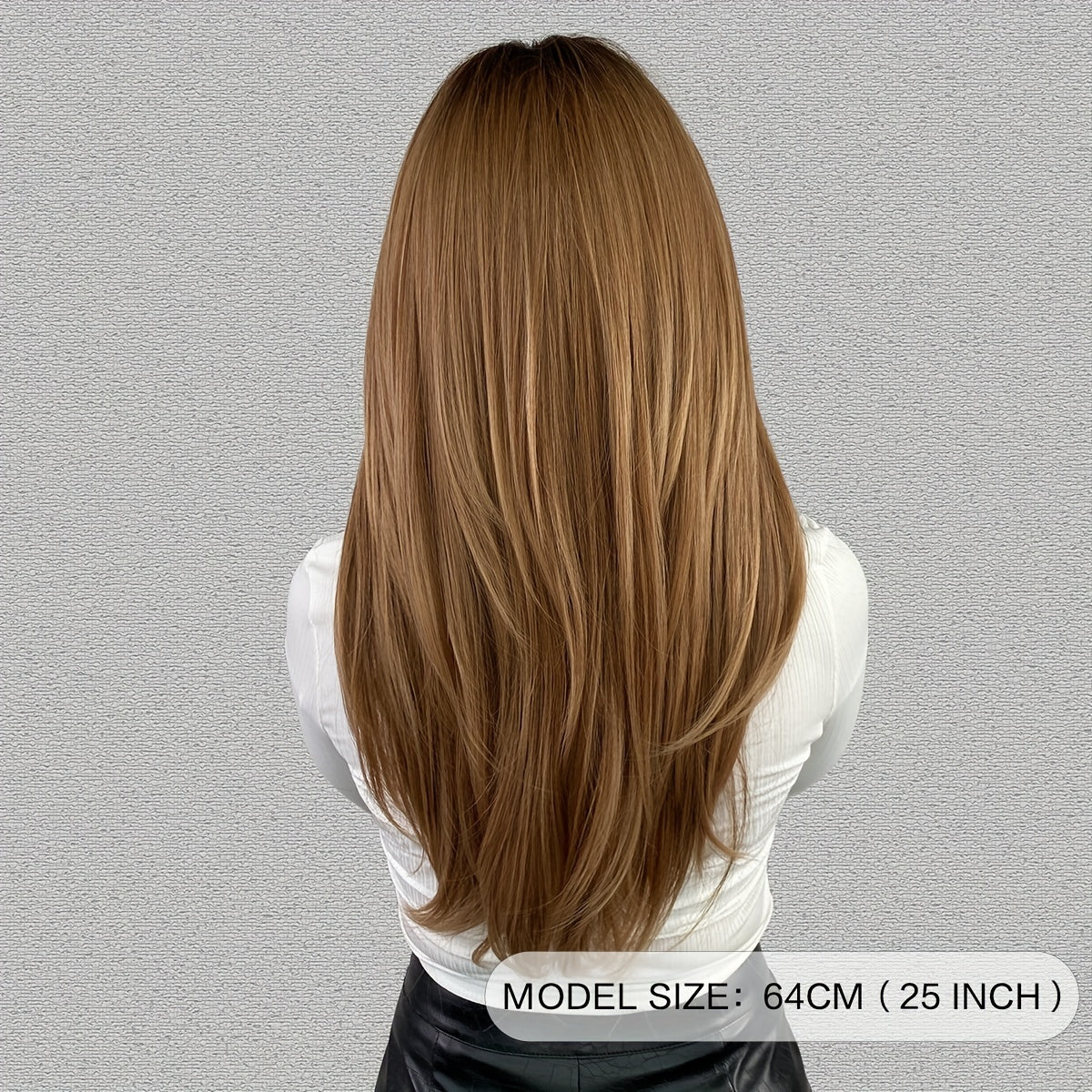 Heat Resistant Long Wavy Honey Blonde Wig with Bangs for Women - Natural Synthetic Brown Wig with Layered Style - Image 5