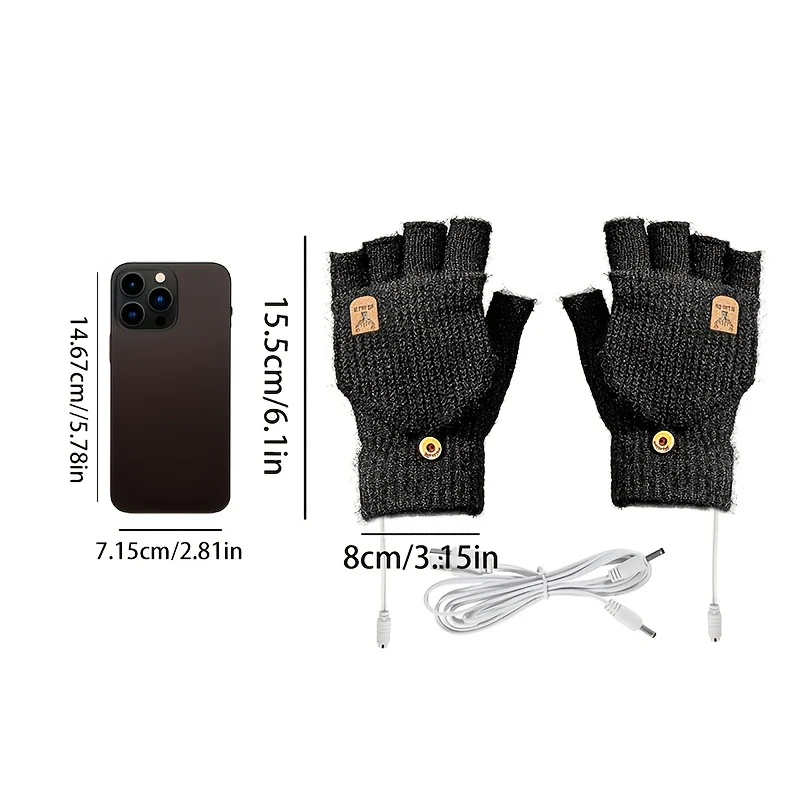 [Heated Fingerless] USB Heating Gloves | Knitted Fingerless | Washable Design | Winter Hand Warmth | Laptop Gloves - Image 5