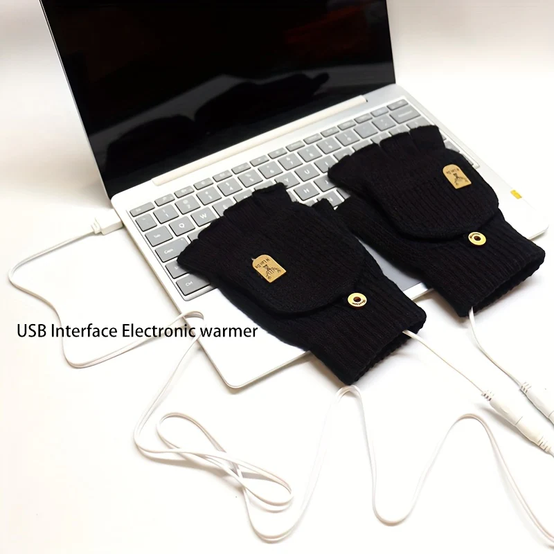 [Heated Fingerless] USB Heating Gloves | Knitted Fingerless | Washable Design | Winter Hand Warmth | Laptop Gloves - Image 6
