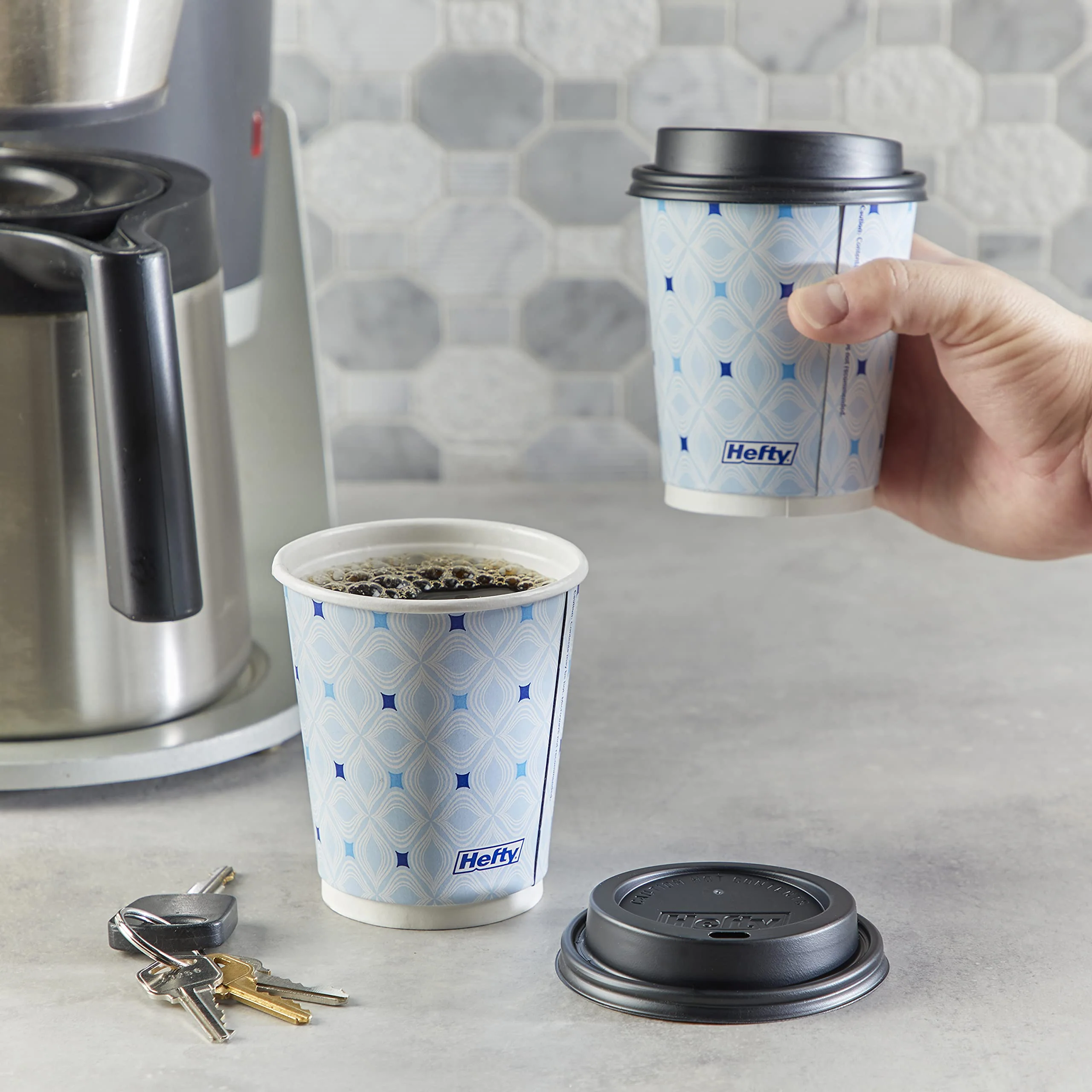 Hefty Disposable Hot Cups with Lids, 12 Ounce, 20 Count (Pack of 4), 80 Total - Image 5