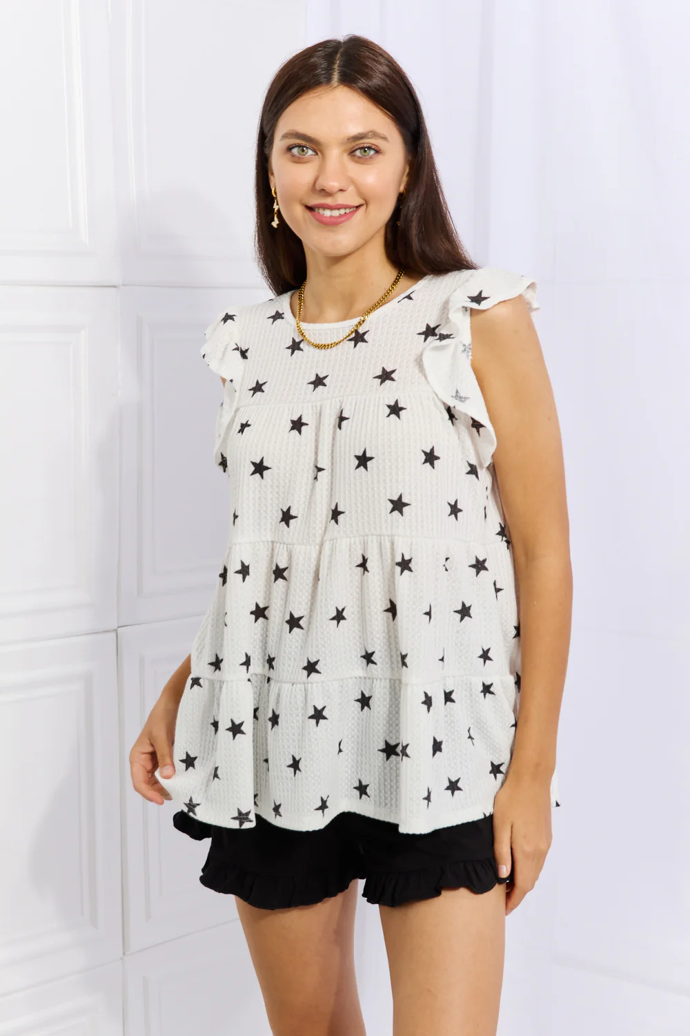 Heimish Shine Bright Full Size Butterfly Sleeve Star Print Top - Image 6