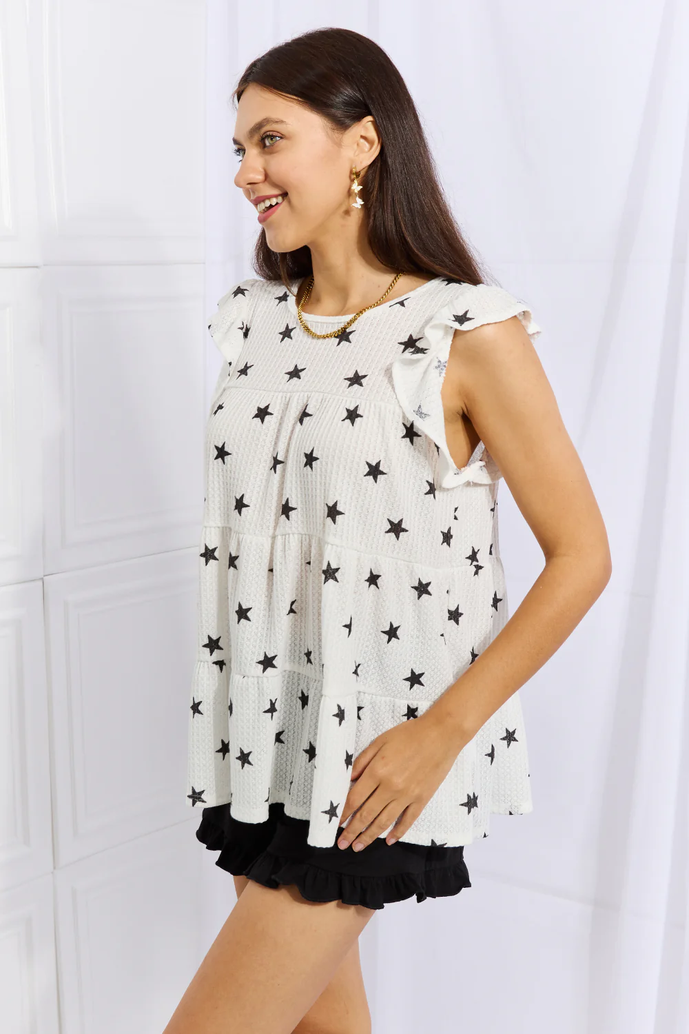 Heimish Shine Bright Full Size Butterfly Sleeve Star Print Top - Image 8