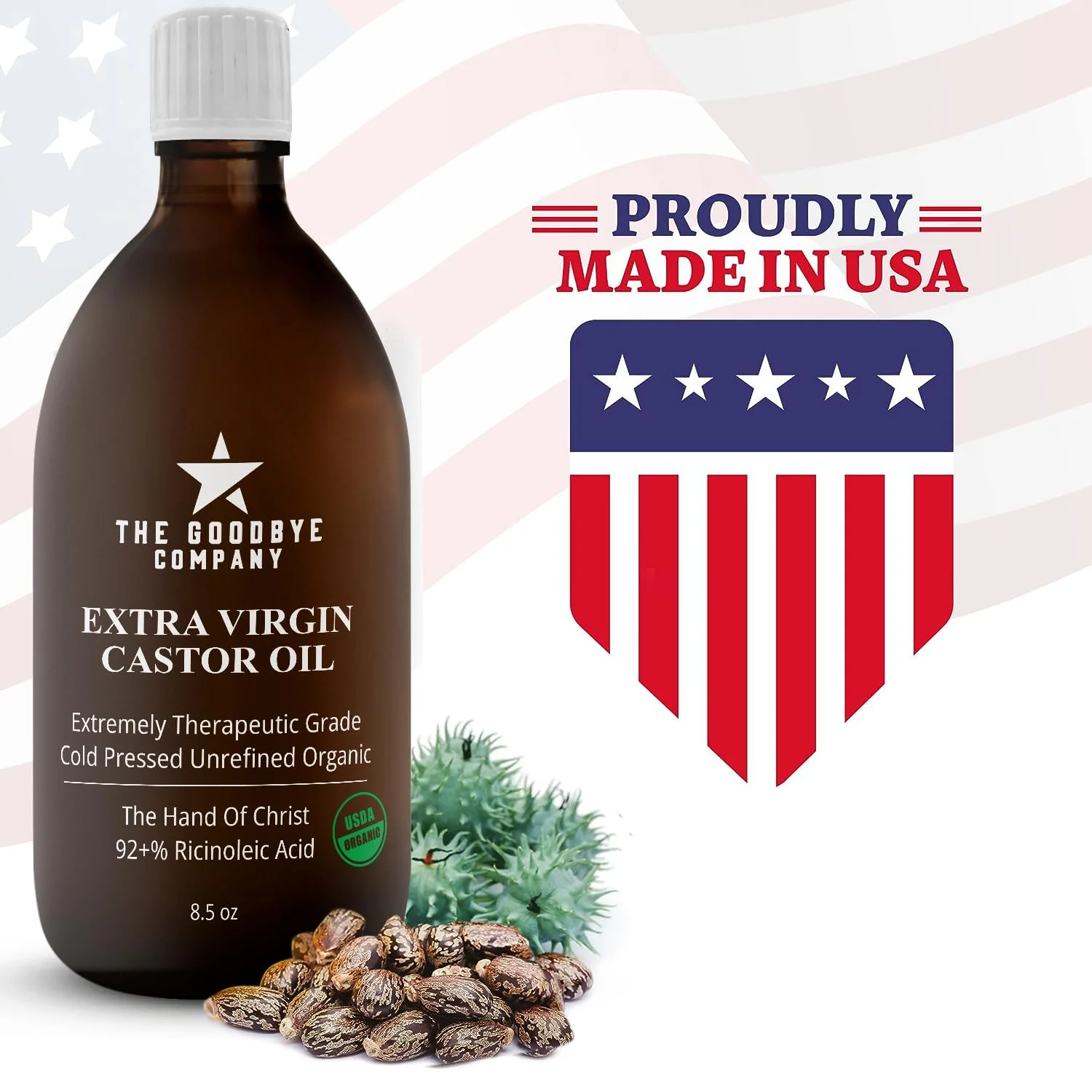 Hello Castor Oil USDA Certified Organic Glass Bottle Pure Cold-Pressed 100% Natural Virgin Castor Oil Moisturising for Skin Hair Growth Product for Eyelashes Food Grade Hexane & BPA Free (470mls) - Image 4
