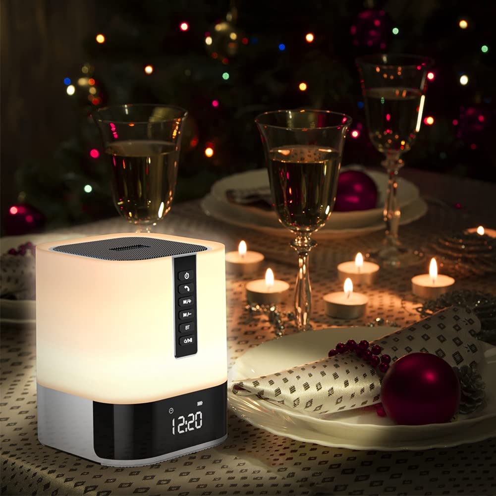 Hetyre Night Light Bluetooth Speaker, 5 in 1 Touch Control Bedside Lamp Dimmable Multi-Color Changing, Bedroom Alarm Clock, Best Birthday Gift Ideas for 10 11 12 13 14 Year Old Teenage Girls/Boys - Image 3