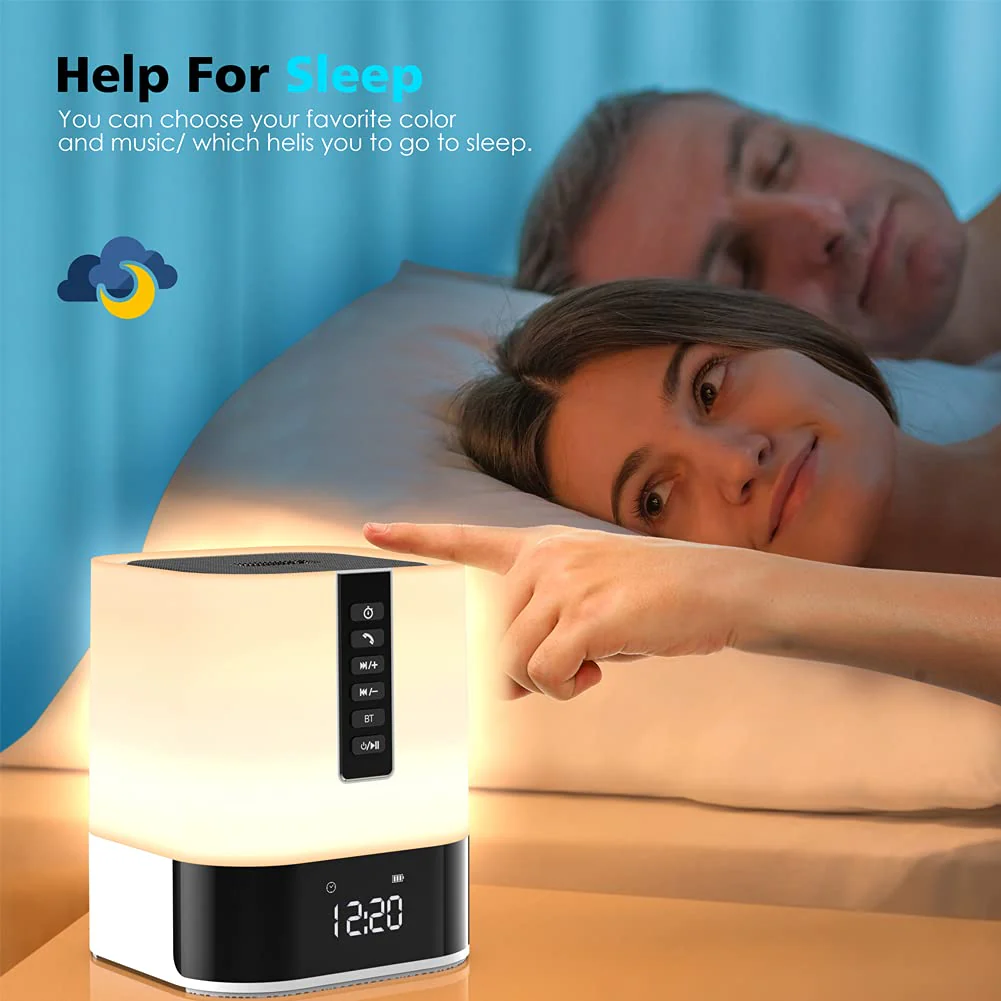 Hetyre Night Light Bluetooth Speaker, 5 in 1 Touch Control Bedside Lamp Dimmable Multi-Color Changing, Bedroom Alarm Clock, Best Birthday Gift Ideas for 10 11 12 13 14 Year Old Teenage Girls/Boys - Image 6