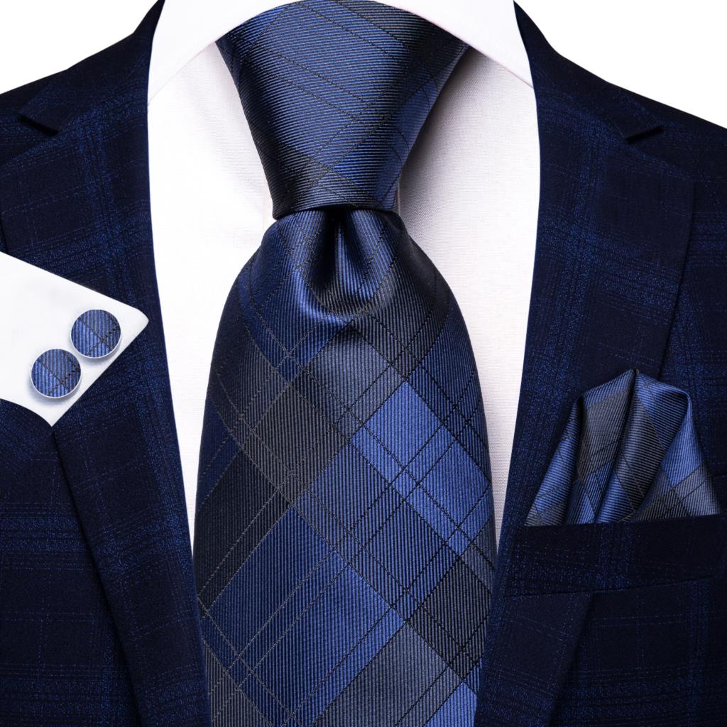 Hi-Tie Blue Business Solid 100% Silk Men's Tie NeckTie 8.5cm Ties for Men Formal Luxury Wedding High Quality Gravata - Image 50