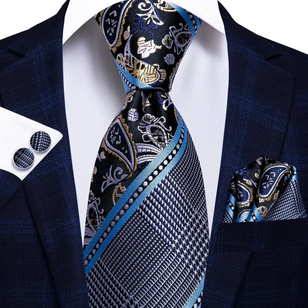 Hi-Tie Blue Business Solid 100% Silk Men's Tie NeckTie 8.5cm Ties for Men Formal Luxury Wedding High Quality Gravata - Image 31