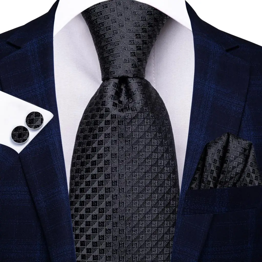 Hi-Tie Blue Business Solid 100% Silk Men's Tie NeckTie 8.5cm Ties for Men Formal Luxury Wedding High Quality Gravata - Image 43